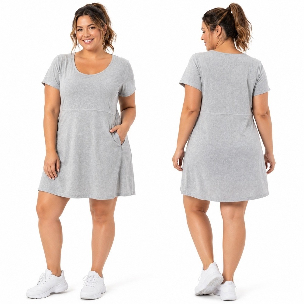 Duluth Trading XXL Gray Performance Travel Dress with Zip Pocket